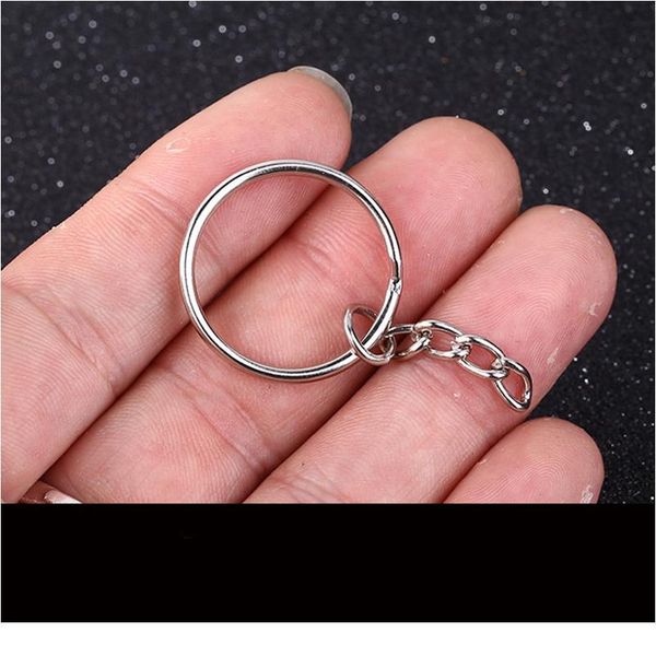 

20pcs/bag metal polished 25mm silver color key ring split ring with chain rings women men keyfob diy key chains acc qylctf, Red;blue