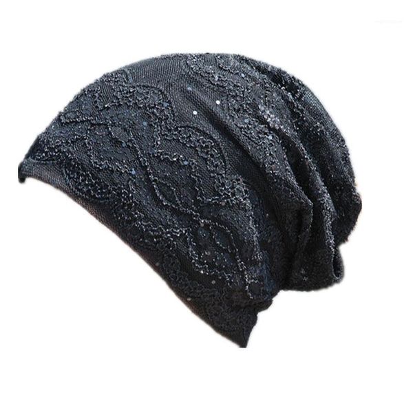 

Women's Pullover Hat Spring and Autumn Thin Toque Ethnic Pile Scarf Fashion All-match Confinement Cap1, Blue;gray