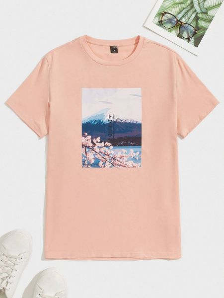 

men graphic print round neck tee x4eo#, White;black