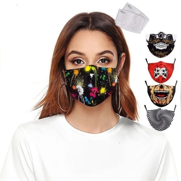 

dhl fighting keep flag spain skull print face italy masks fabric protective pm2.5 reusable mask proof washable joho546