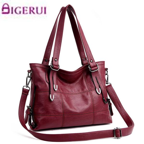 

new fashion genuine leather women messenger bags ladies big casual shoulder bags brand woman handbags bolsa feminina preta sac