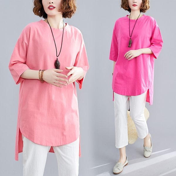 

2020 new hemp medium length and linen linen cotton linenfashionable loose oversized with cotton hemp capris two piece suit sfia5 sfi, Gray