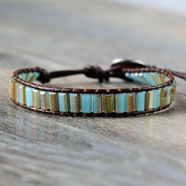 

уникальные квадратной трубы форма кристаллов одного кожа wrap браслеты оптовая handmade bohemian ткачество браслет dropshipping jlldwg home0, Golden;silver