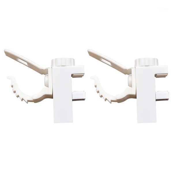 

hooks & rails 2pcs home adjustable white bathroom curtain bracket hanging rod clip rack bedroom fixed clamp abs accessories stick hooks1