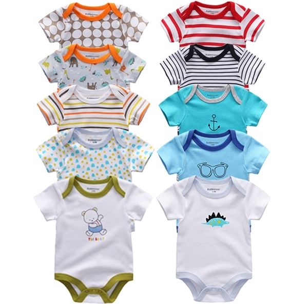 

5pcs baby clothes 2020 baby rompers cotton infant short sleeve jumpsuits boy girl summer baby clothing set 1021, White