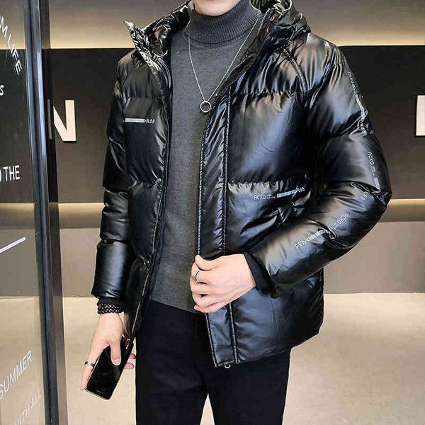

2021 new autumn and winter men's cotton padded clothes leisure cotton padded clothes down jacket bread jacket hooded jacket label leisu, Black