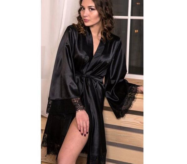 

новое сексуальное нижнее белье одеяние женщин шелковый сатин мантия невесты свадебное платье кимоно халат пижамы nightwear99, Black;red