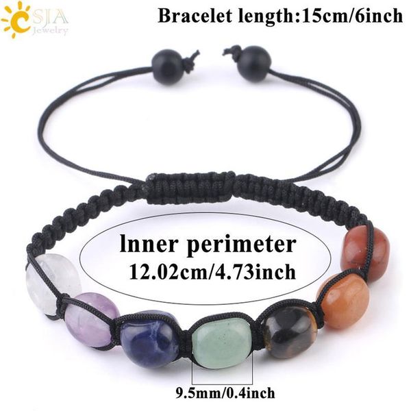 

csja 7 chakras bracelets reiki natural stone braided women bracelet healing irregular bead handmade string rope adjusta jllcpp, Black