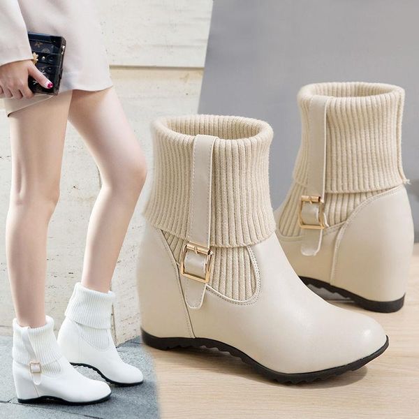 

inner increase women's boots british style short boots plus velvet snow women shoes shoes for women winter zapatos, Black