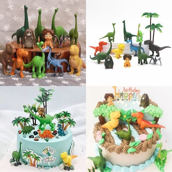 

zlnoa dinosaur 12-piece dessert cake decoration toy baking set dress cartoon dinosaur 12-piece set cake decoration dolltoy doll baking desse