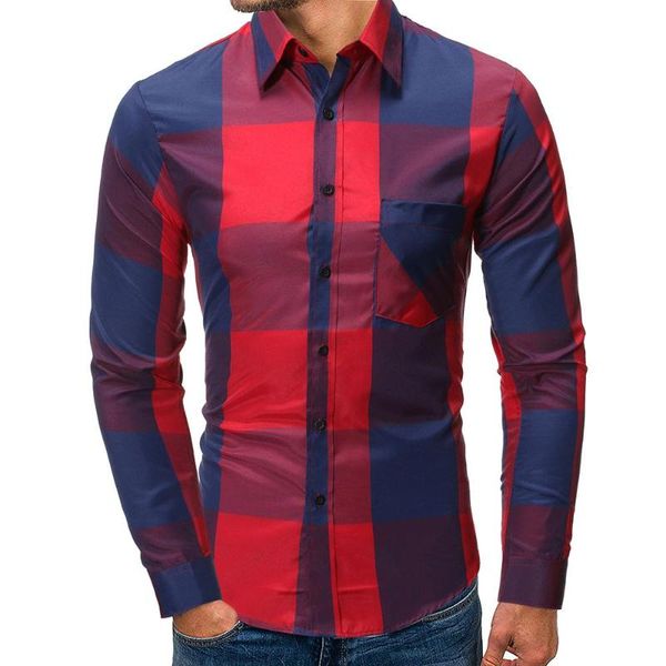 

men's casual shirts blouse men fashion plaid dress shirt long sleeve slim social for gray red, White;black
