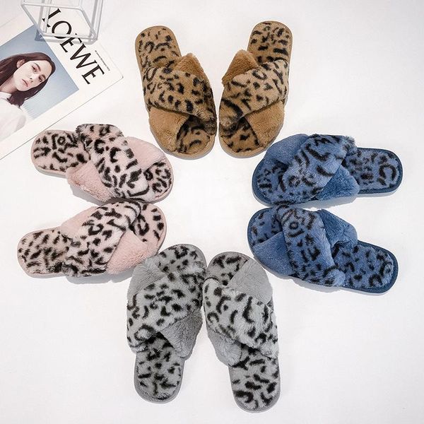 

exaggerated women's shoes soft indoor slippers home slippers fashion house leopard print flat winter women's, Black