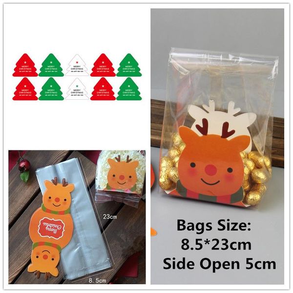 

50pcs merry christmas decoration gift bag boxes for candy cookie santa claus tree packing plastic bags pillow paper box card wmtqdo