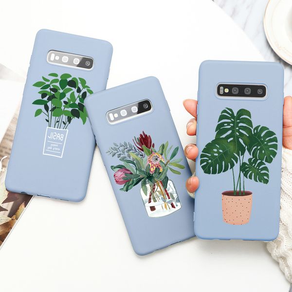 

green potted plant flower leaf case for samsung galaxy a21s a31 a50 a70 a51 a71 a30 s20 ultra s10 s9 s8 note 20 plus 10 m31 caso