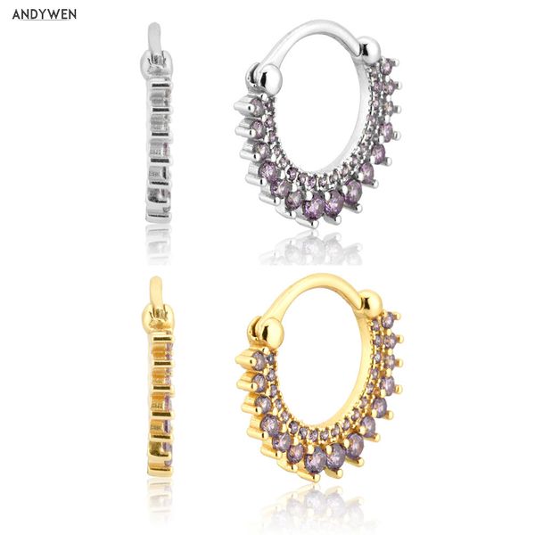 

andywen 925 sterling silver gold purple zircon cz hoops rock punk ohrringe pendientes luxury jewelry for europeans fashion q1219, Golden;silver
