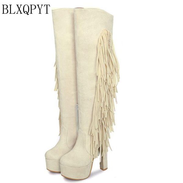 

blxqpy botas mujer big size 30-47 super high heel 15 cm over knee boots thick sole platform 5.5cm slim long winter autumn 88, Black
