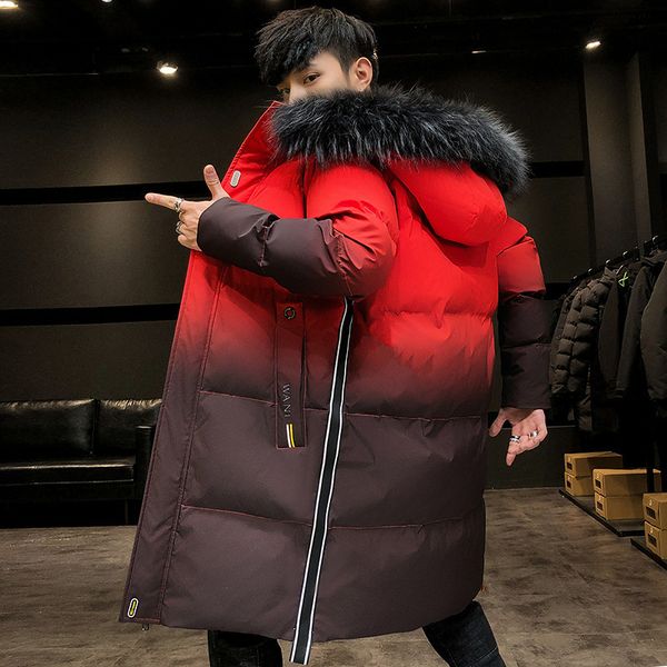 

2020 winter new arrival gradient color long section thick down cotton padded slim cotton plus size cotton coat lj201009, Black