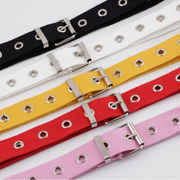 

1pc холст пояса для женщин вскользь талии ремень silver пряжкой harajuku выдалбливают waistband длинные ремни ceinture femme, Black;brown
