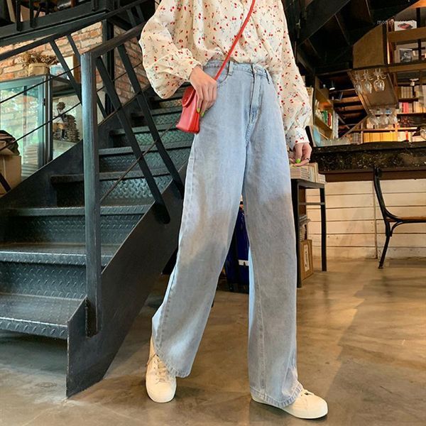 

women's jeans women's wide leg pants with high waist denim trousers mother casual boyfriend loose 2021 1, Blue