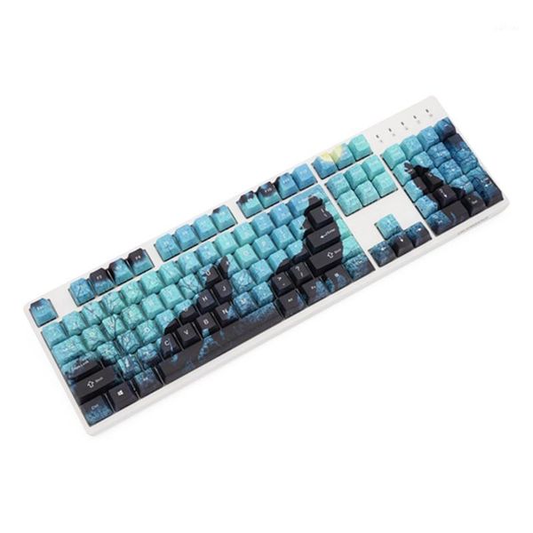 

keyboards 109 keys wolf design blue black color oem profile 5 side sublimation pbt keycaps for cherry mx switch mechanical gaming keyboard1