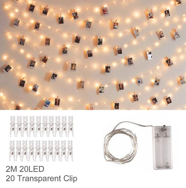 

2m 5х 10й фотоклип led свет шнур батарейки garland украшение рождественского декор для home 2020 noel navidad нового года 2021 sqcclj