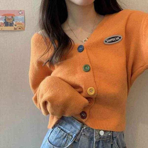 

cardigan sweater women korean short color buttons long-sleeved knitting sweater coat clothes women autumn winter, White;black