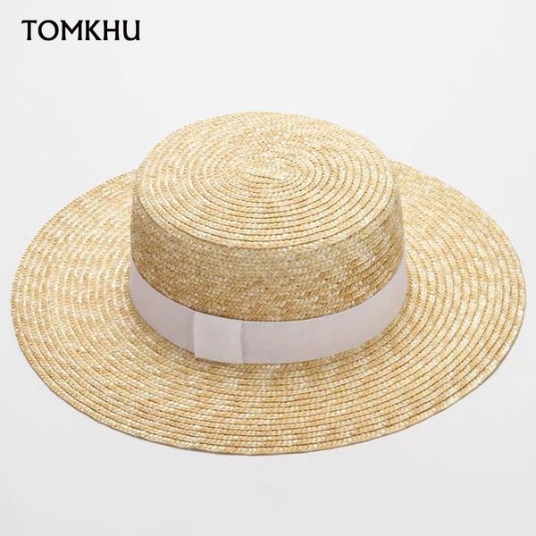

лето женщина широких полей соломенной шляпе мода вводная paille lady sun шляпа канотие пшеница панама-бич шляпа chapeu feminino caps 201015, Blue;gray