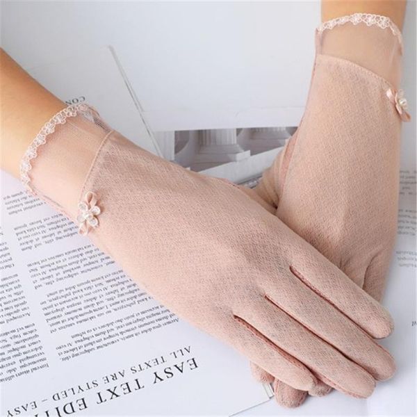 

sunscreen autumn gloves lace touch driving thin screen, Blue;gray