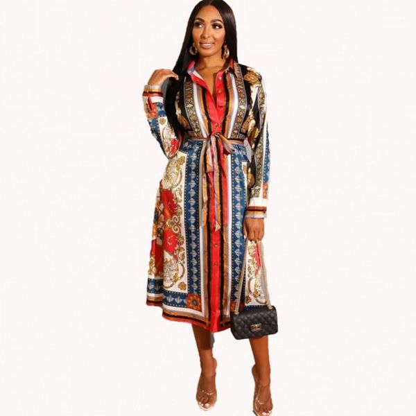 

empire elegant office lady blouse dress fashion dashiki print african dresses for women autumn new bazin riche african clothing1, Red