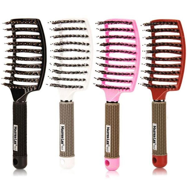 

pro salon hair brush hairstyle brushe multifunction curved shape hair comb hairdressing massage co sqcorq, Silver