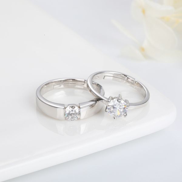 

wedding imitation diamond couple ring, female 925 pure silver, korean version