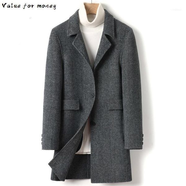 

new 2020 wool coat men autumn winter woolen jacket men long overcoat mens coats and jackets abrigo hombre 4525 kj362211, Black