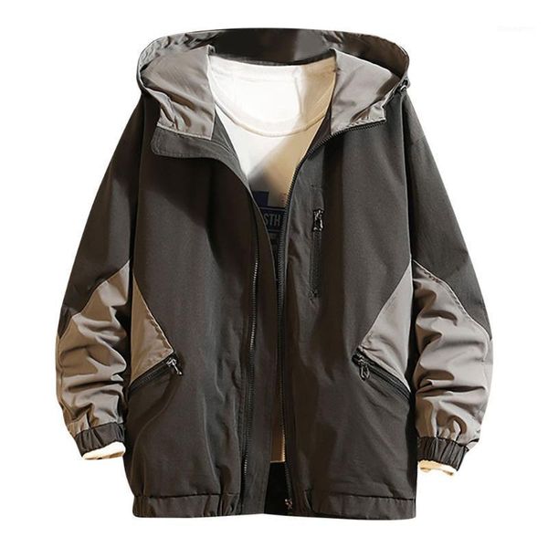 

2020 jacket men new fashion brand autumn winter patchwork outwear casual zipper erkek mont chaquetas hombre veste homme1, Black;brown