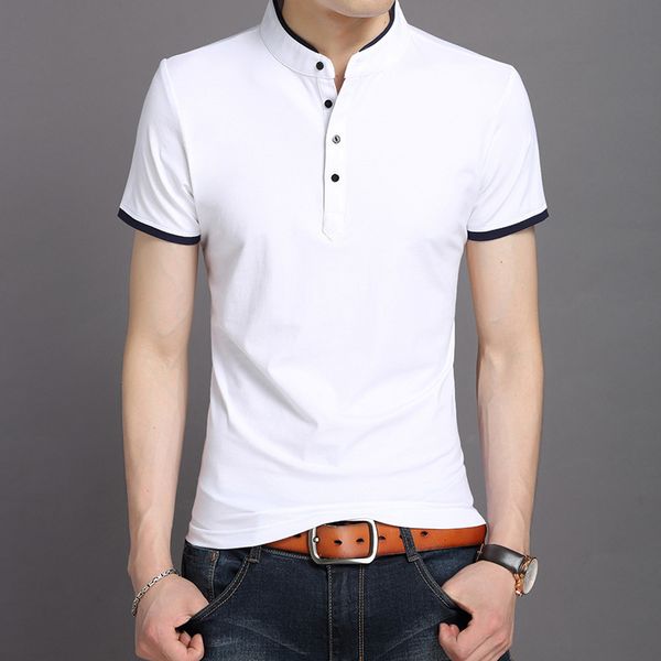 

brand summer men's t shirt collar short sleeved t-shirt for male slim youth pure color cotton tshirt kg-651, White;black