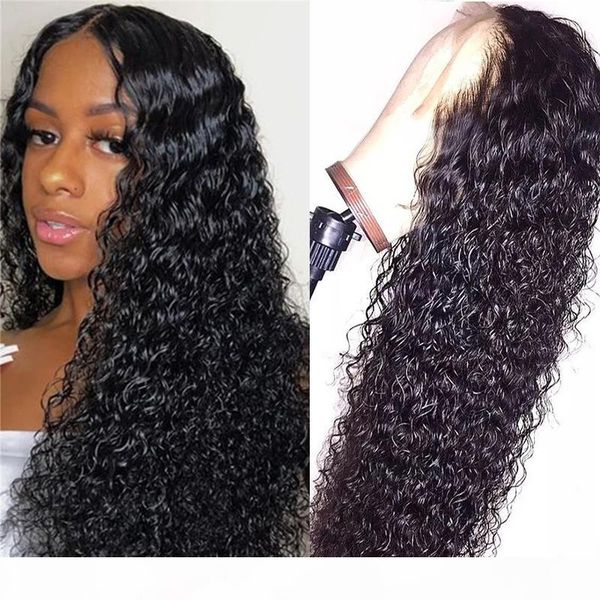 

кудрявый парик фронта шнурка перуанский remy человеческих волос парики glueless фронтальная lace pre щипковых 150% плотность париков, Black