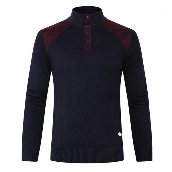 

sweater wool high collar men's 2021 new fashion button long sleeve embroidery big size -5xl england1, White;black