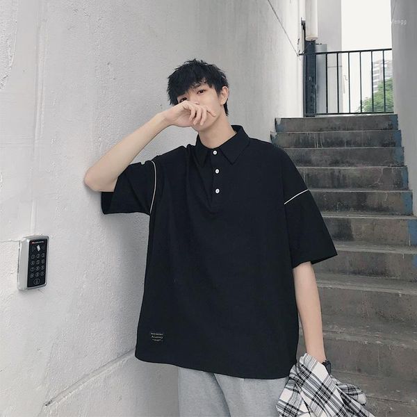 

2020 mens clothes shirt mens shirts with short sleeve plus size shirt for men loose fit tee korean fashion streetwear1, White;black