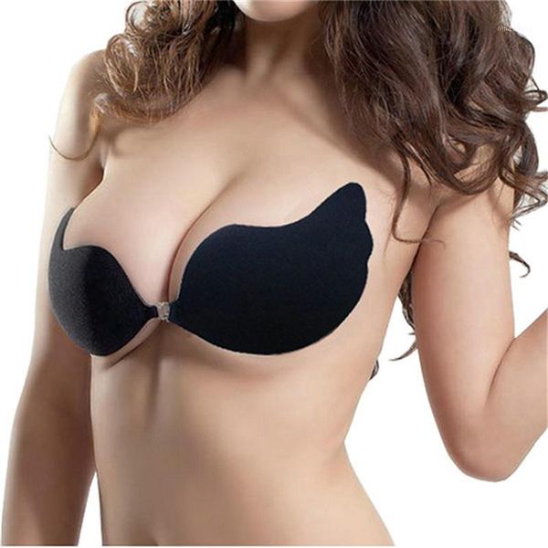 

silicone self adhesive strapless backless push up stick on bra for women1, Red;black