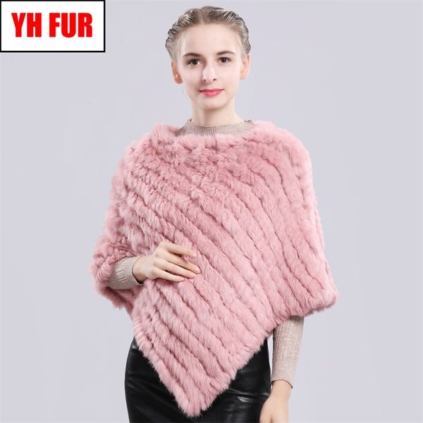 

fashion real rabbit fur poncho genuine real rabbit fur shawl scarf knitted elastic women party real natural rabbit fur pashmina y200103, Blue;gray
