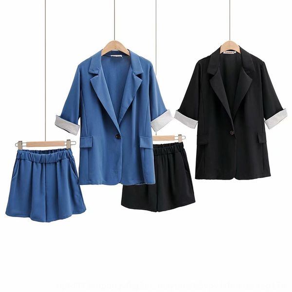 

zar-2051 style women's clothing 2020 summer new striped cuff suit shorts coat coat shorts coattwo-piece set eocuo, Gray