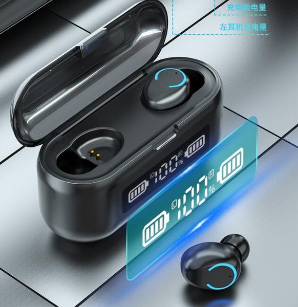 F9-43 Drahtlose Kopfhörer TWS Kopfhörer Bluetooth V5.1 9D Headset Sport Gaming Ohrhörer Für iPhone 11 12 Samsung Fabrikpreis