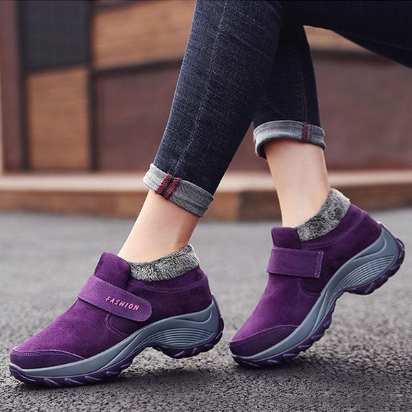 

snow boots plush warm ankle boots for women winter booties women female winter shoes platform sneakers plus size 52, Black