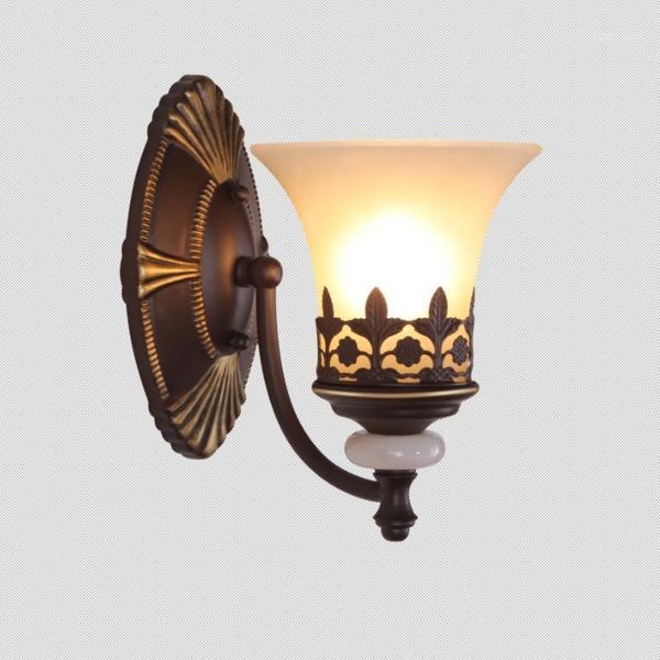 

wall lamp iron pipe vintage lamps bedroom bedside stair loft style sconce white glass lampshade decor light for home luminaire1