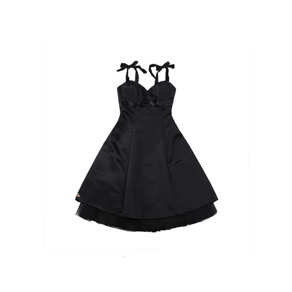 

2021 new le palais original vintage casual stylish lace waistbands spaghetti straps black prom dress women 15cl, Black;gray