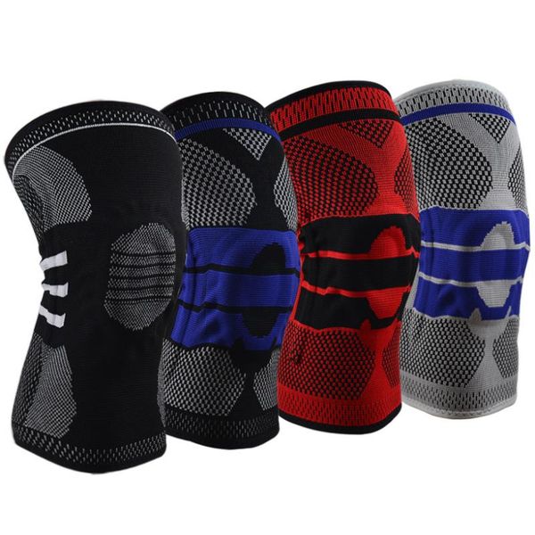 

2020 sports knee pads silicone anti-collision spring basketball knee pads riding hiking running fitness outdoor protective gear, Black;gray
