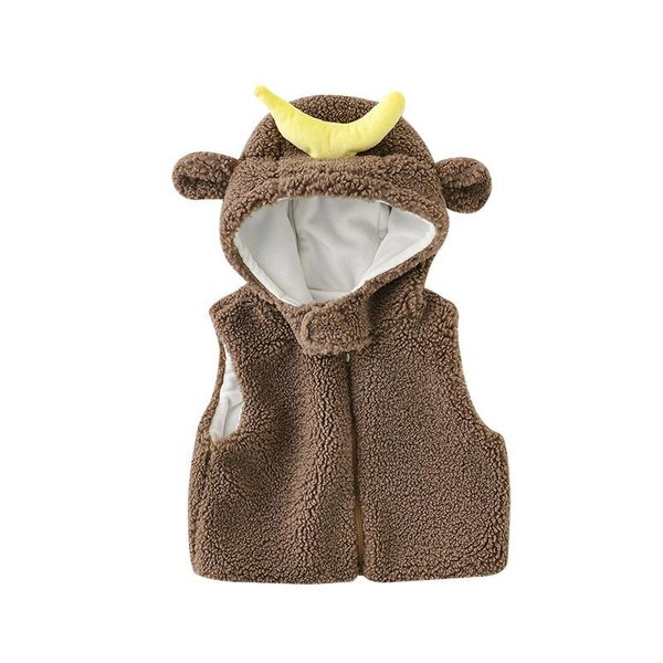 

wlg boys girls vest baby clothes winter thick velvet beige coffee banana style hooded coats toddler casual warm clothes 9-36m, Camo