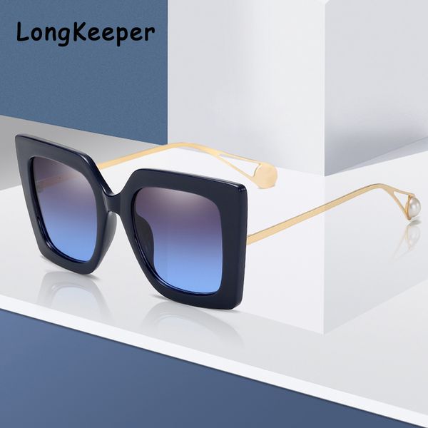 

trend oversized pearl sunglasses women 2020 vintage brand gradient sun glasses shades big frame eyewear uv400 oculos de sol, White;black