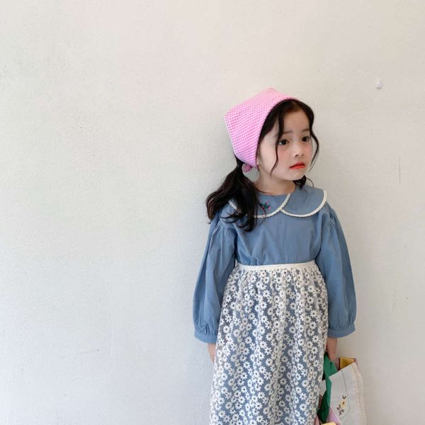 

autumn 2021 spring and south korea new children's foreign sle skirt korean girls' versatile drs + apron two piece set, Red;yellow