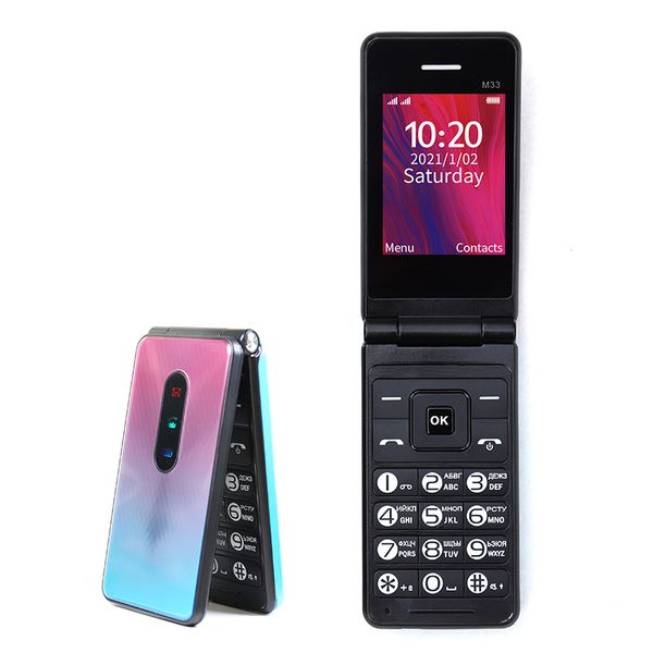 Entriegelte 2,4-Zoll-Mini-Flip-Mobiltelefone Dual SIM-Karte Mode hübsch MP3-Quad-Band GSM-Mobiltelefon für Studentenmädchen-große Button lauter Stimme