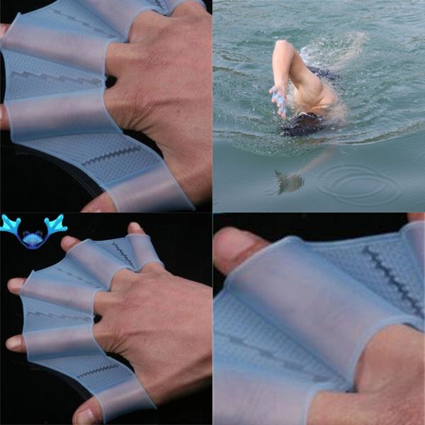 

silicone paddling palm professional swimming training half finger duck web blue transparent fingers sleeve new arrival 2 5yn l1